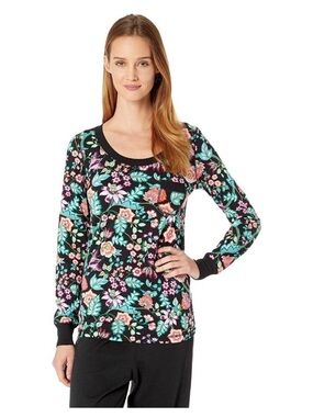 Vera Bradley Vines Floral Long Sleeve Jersey Knit Pajama Top Shirt Sleepwear M